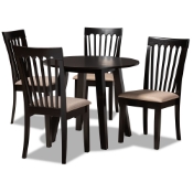 Baxton Studio Maisie Modern and Contemporary Sand Fabric Upholstered and Dark Brown Finished Wood 5-Piece Dining Set